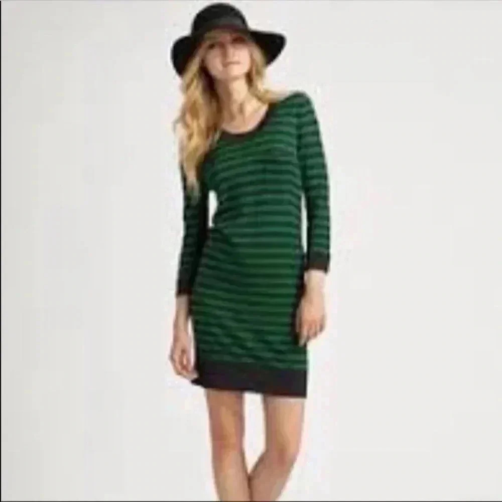 Rag & Bone Knit Striped Green & Charcoal Sweater Dress S​​